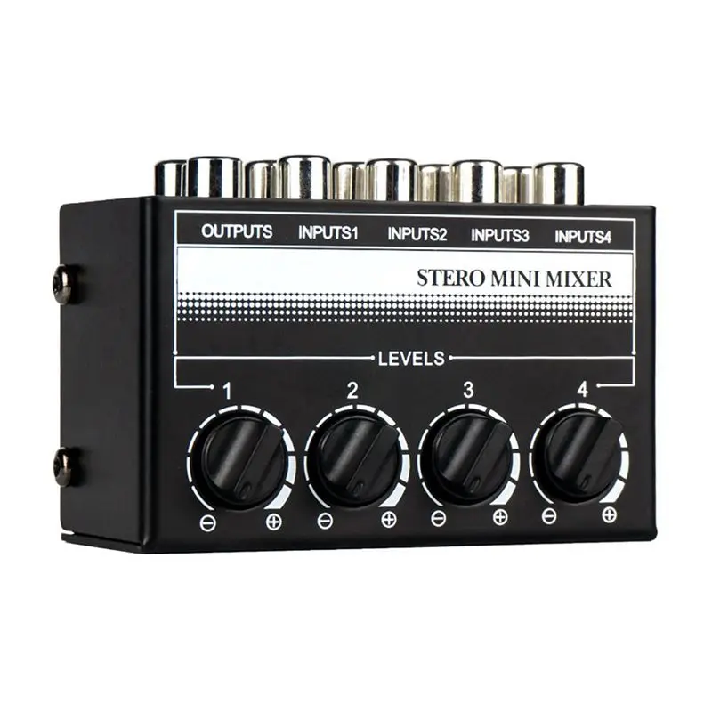 Superior-2X 4 Channel Stereo Audio Mixer Support RCA Input And Output Mini Passive Stereo Mixer With Separate Volume Controls