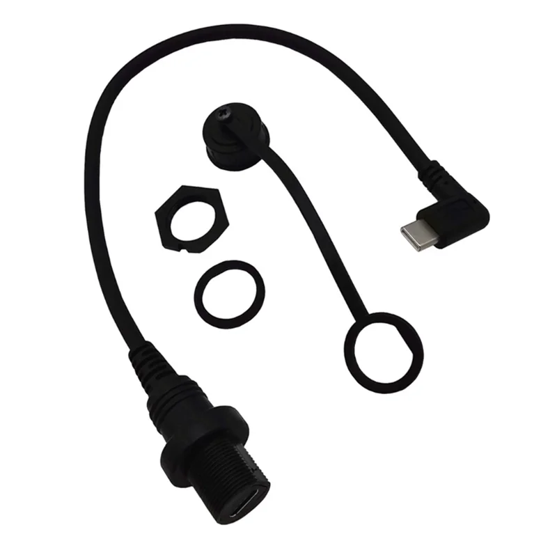 90 Degree Male to Female Panel Car Ship Dashboard Installation Connector Extension Cable USB-C 3.1 IP67 Waterproof Cable