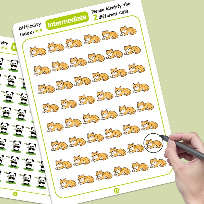 Find Differences, Fun Focus Training Games Photos, Educational Supplies, Find Other Places, Reusable Erasable Photos