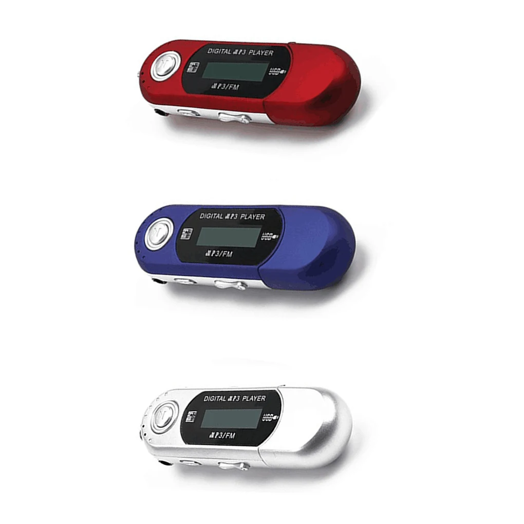 2 in 1 Mini MP3 Player Support 32G TF Card USB 2 0 Small Flash Drive Lightweight LCD Music Player with 3 5mm Audio Jack for Blue