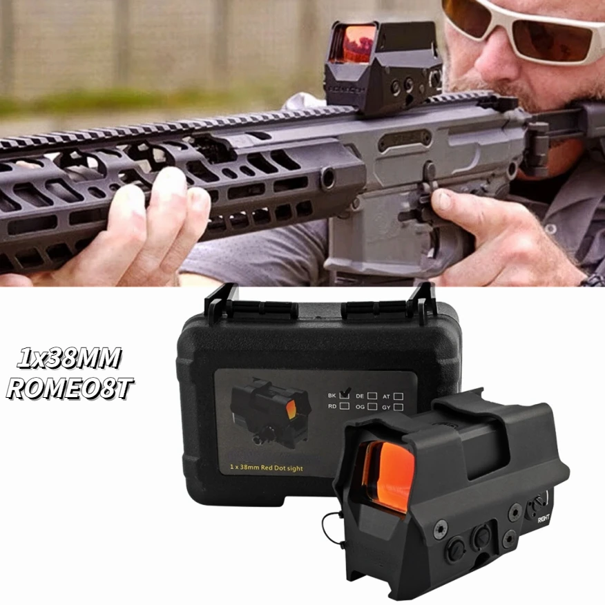 

Tactical Romeo8T 1x38 Reflex Red Dot Sight with 20mm Rails Holographic Optics Scope Airsoft Riflescopes for Rifle Sights Hunting