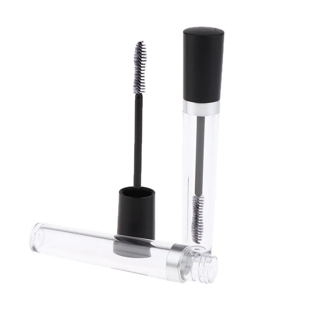 8 Ml Empty DIY Mascara Container with Cap (Black) with Wands -2Pack