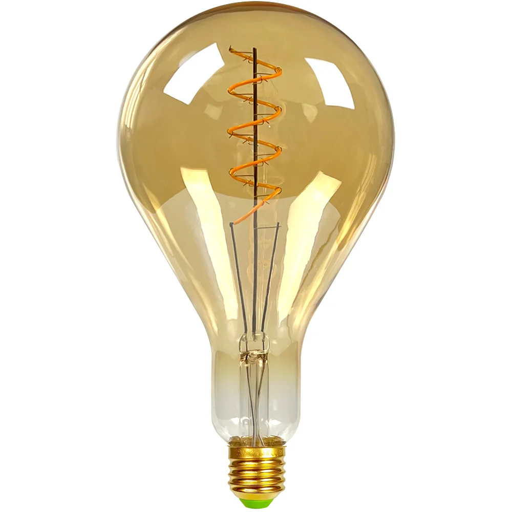 TIANFAN Vintage Led Bulb A130/PS42 Edison Bulb 4W Dimmable 220-240V E27 Spiral Filament Decorative Light Bulb Yellow Warm