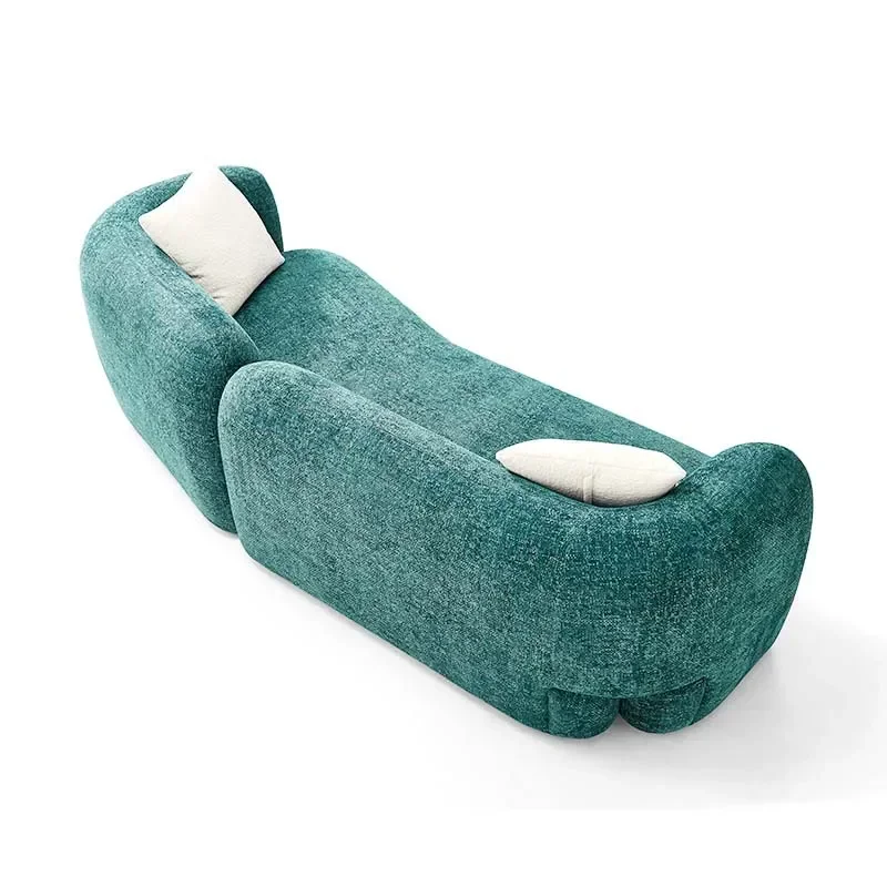 Double Sofa Modern Simple Household Living Room Small Apartment Lamb Wool Fabric Straight Row Sofab21
