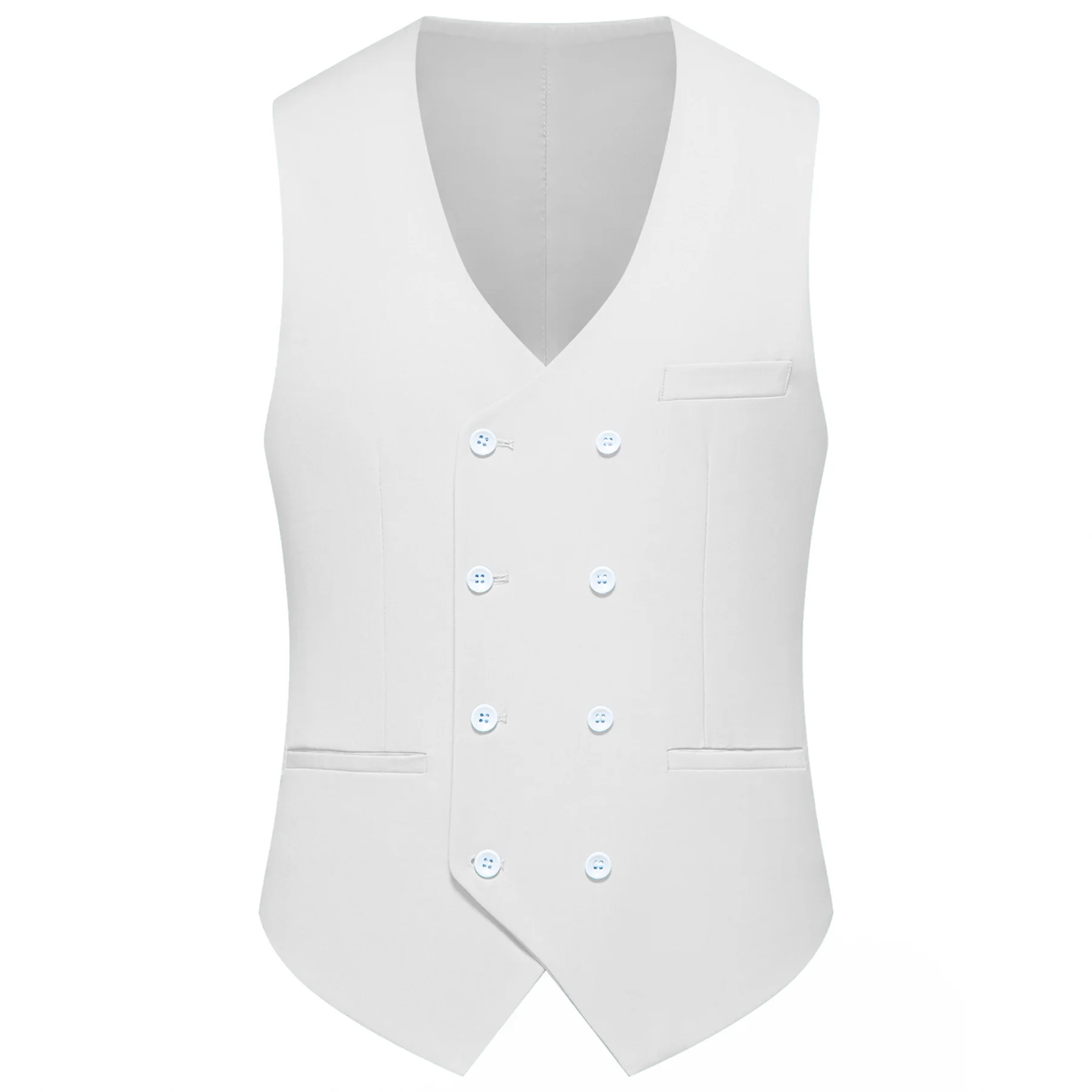 Men Double Breasted Vest Plus Size 6XL Fashion Slim Fit Sleeveless Wedding 13 Colors Solid Business Casual Dress Suit Waistcoat