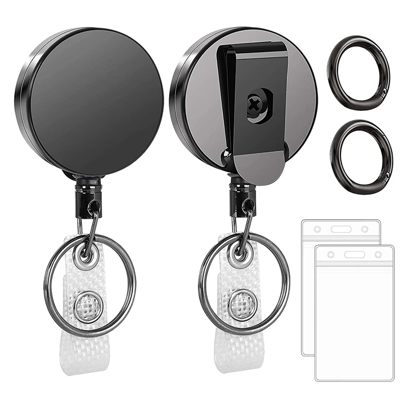 

Retractable Badge Holders Reel With Plastic ID Card Holders Reinforced Wire Cord Badge Holders For Office Workers