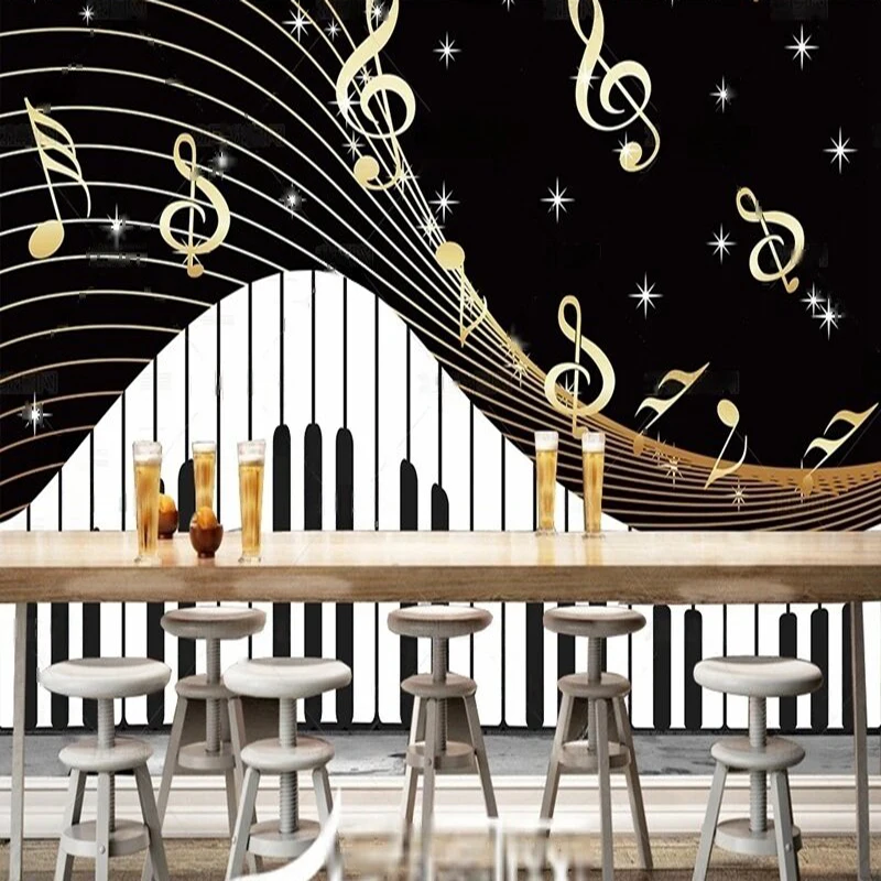 

Simple piano key notes 3D square mural TV luxurious home decoration bedroom sofa background wall decorative painting