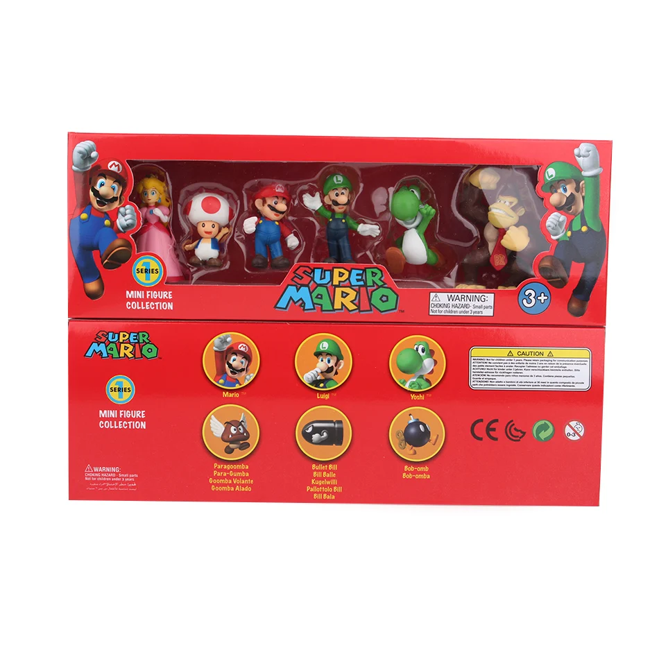 4-7cm Super Mario Bros PVC Action Figure Toys Dolls Model Set Luigi Yoshi Donkey Kong Mushroom for kids birthday gifts