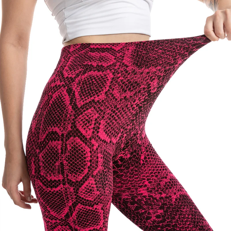 VISNXGI Printed Leggings Women Push Up Gym Leggins Running Sport Yoga Pants Stretchy High Waist Snake Pattern Workout Clothing