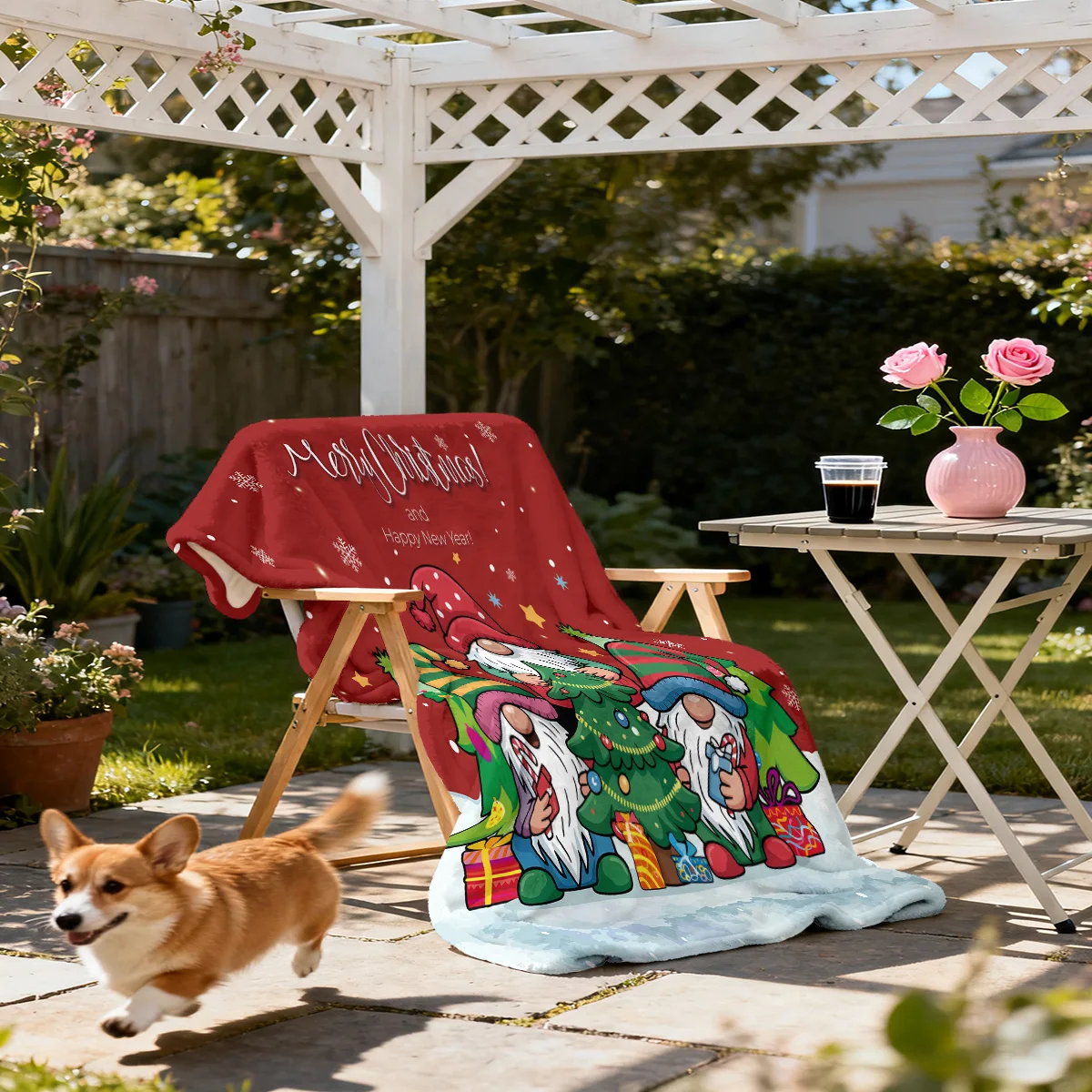 قطعة واحدة من بطانية الفانيلا بطباعة عفريت كرتونية لعيد الميلاد 230 جرام بأحجام متعددة، بطانية قيلولة غير رسمية ناعمة ومريحة، قابلة للغسل في الغسالة #3