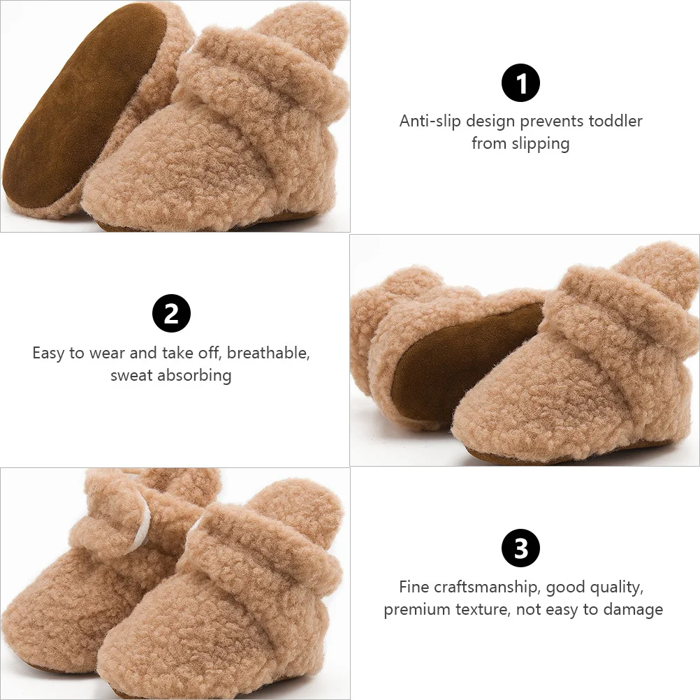 1 Pasang Sepatu Bayi Sepatu Bayi Baru Lahir Sol Lembut Anti Selip Katun Hangat Musim Dingin Tebal Sepatu Hangat Musim Dingin Bayi Baru Lahir
