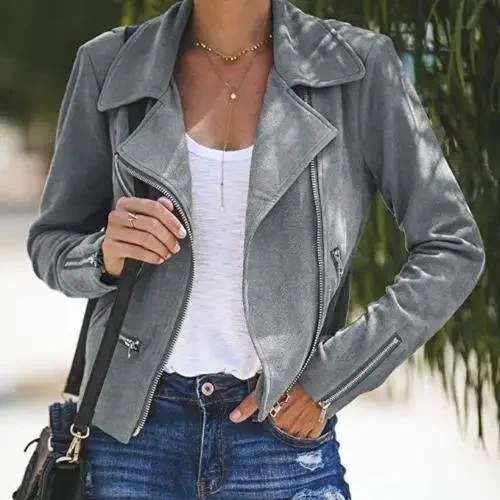 New Spring and Autumn Plain Color Commuter Style Fashionable Versatile Collar Zipper Short Women's Top image 3