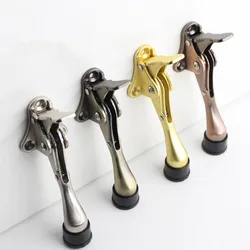 1Pc Door Stopper Kick Down Zinc Alloy Foot-Operated Lever Door Stop Non-Slip Rubber Hardware For Home Decoration Accessories