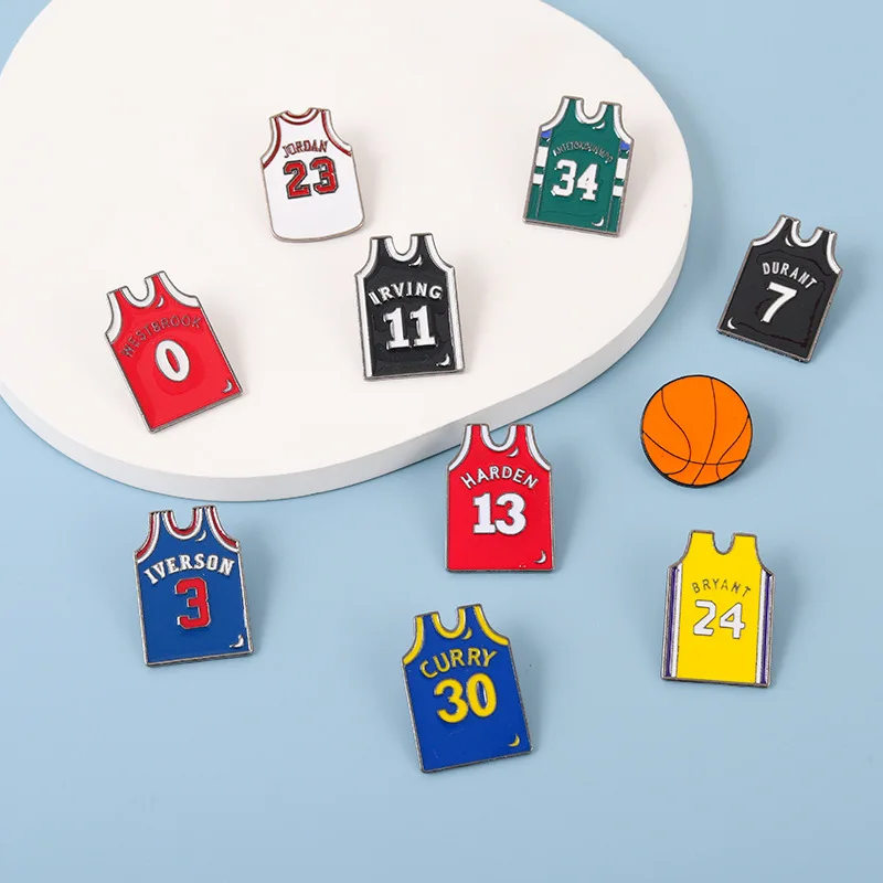 Creative Fashion Basketball Jersey Shape Brooch Unisex Sports Enamel Pin Sportswear Ball Bag Jacket Badge Jewelry Accessories