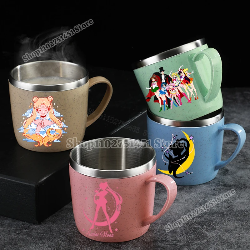 Кружки-с-ручкой-из-нержавеющей-стали-с-принтом-«Кавайный-мультфильм-Сейлор-Мун»-двухслойные-небьющиеся-для-ванной-комнаты