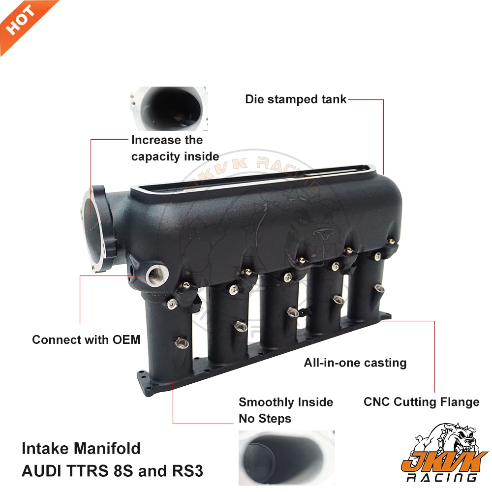 

JKVK RACING CNC TTRS 8S and RS3 8V.1 2.5 TFSI EVO2 (EA855) 2017+ Intake Manifold +Runner