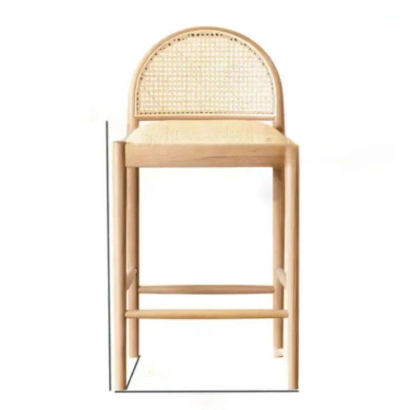 

Nordic Woven Rattan Bar Stool Home Luxury Bar Chair Casual Dining Chairs Modern Minimalist Ash Wood High Stool Reception Chair