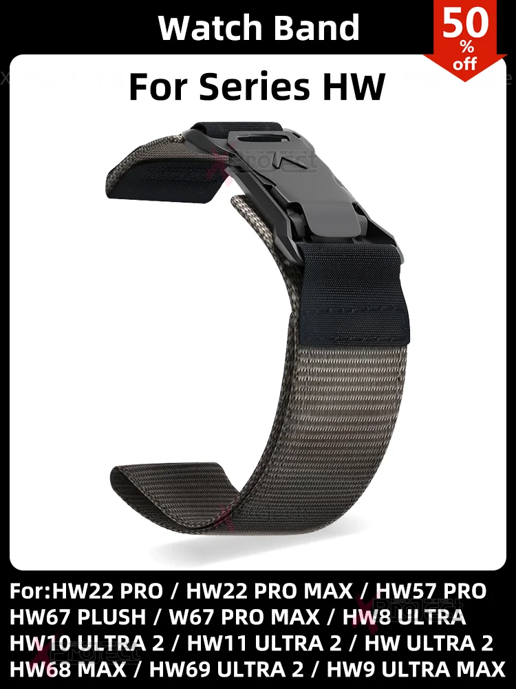 Magnetic Strap For HW12 PRO 3 Nylon Smart Watch HW9 ULTRA MAX HW69 HW68 HW11 HW10 HW8 ULTRA 2 HW67 HW22 PRO MAX Smartwatch Band