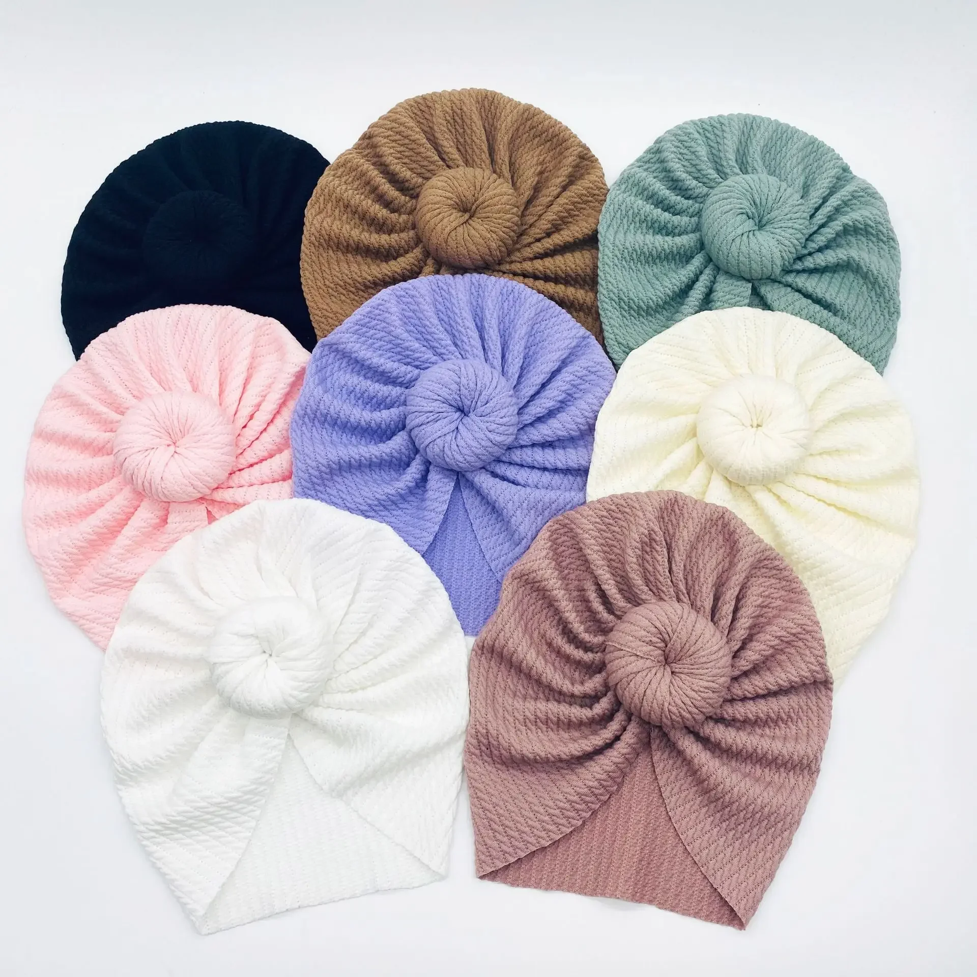 Bonnet noué de couleur unie pour bébé fille, Turban à grand nœud, Bonnet épais et chaud pour enfant, Bonnet d\'extérieur, casquette d\'hiver pour