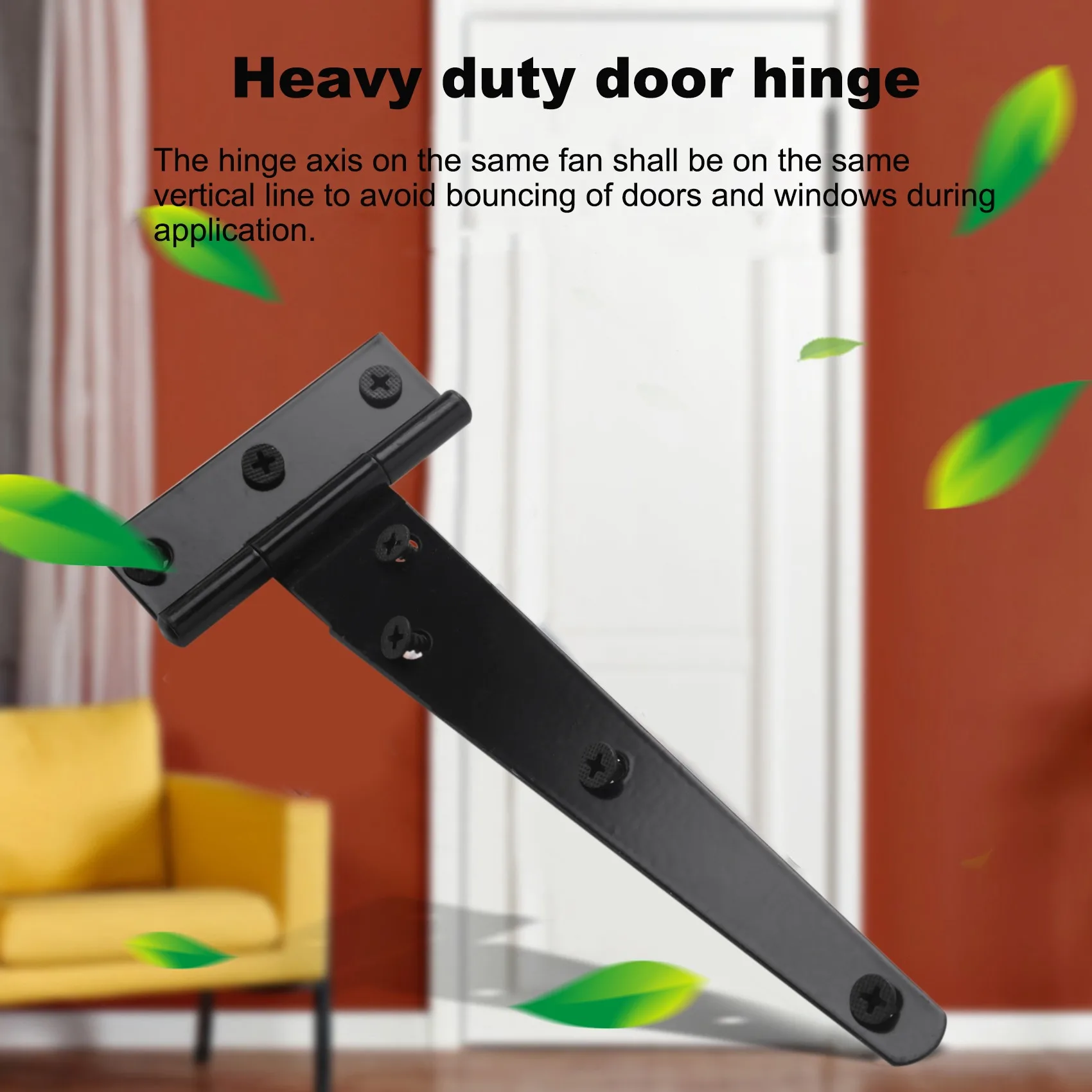 4 PCS 6 Inch Heavy Duty Door Hinges T-Strap Tee Shed Hinge Gate Hinges for Wooden Gates Hinges (Black) XT