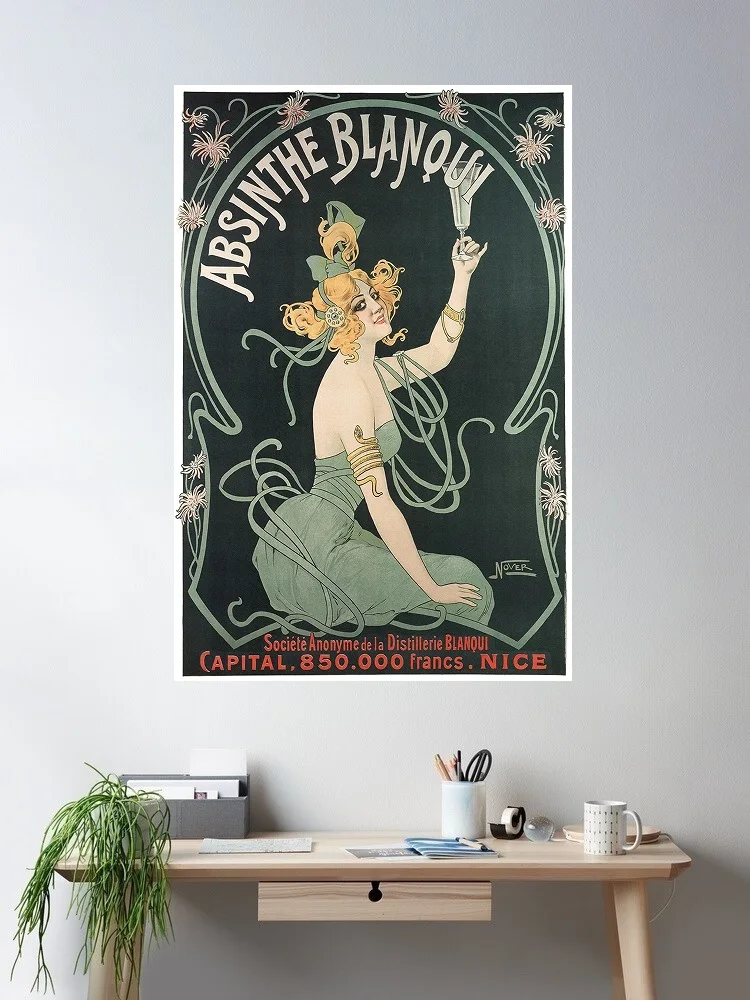 Absinthe Blanqui Poster Nouveau French , Art Picture Print Canvas Poster Home Wall Decor