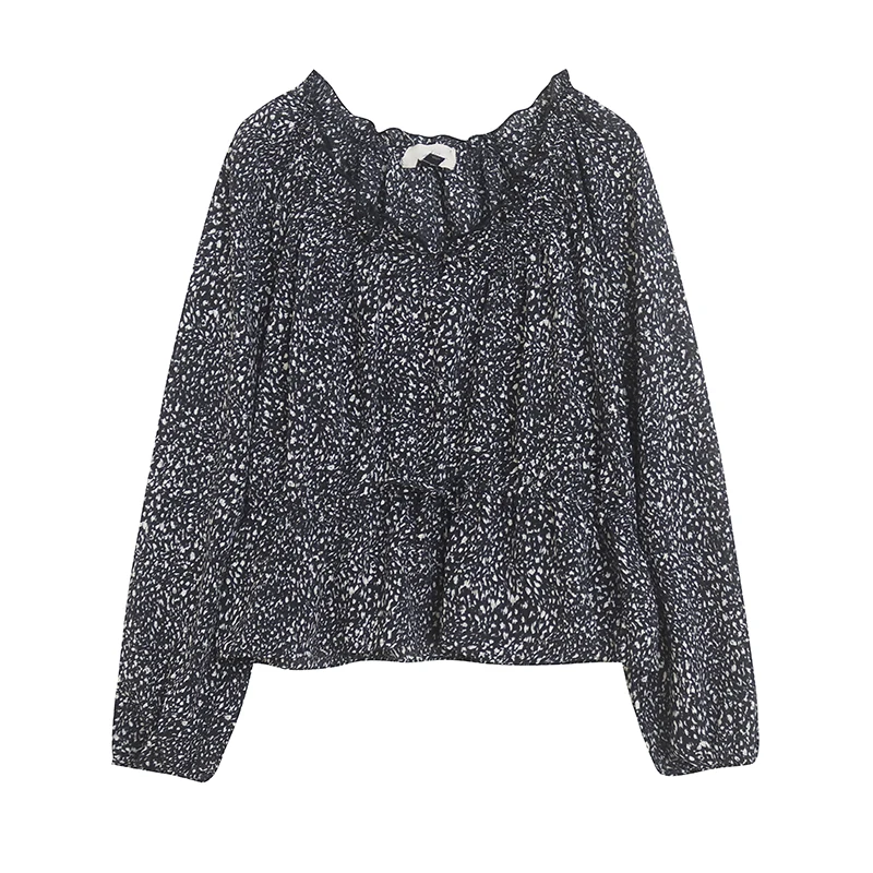 

Элегантная женская блузка из мягкого шифона с регулируемой застежкой на шнурке, свободного кроя, тонкая, удобная, с цветочным принтом и рукавами-фонариками