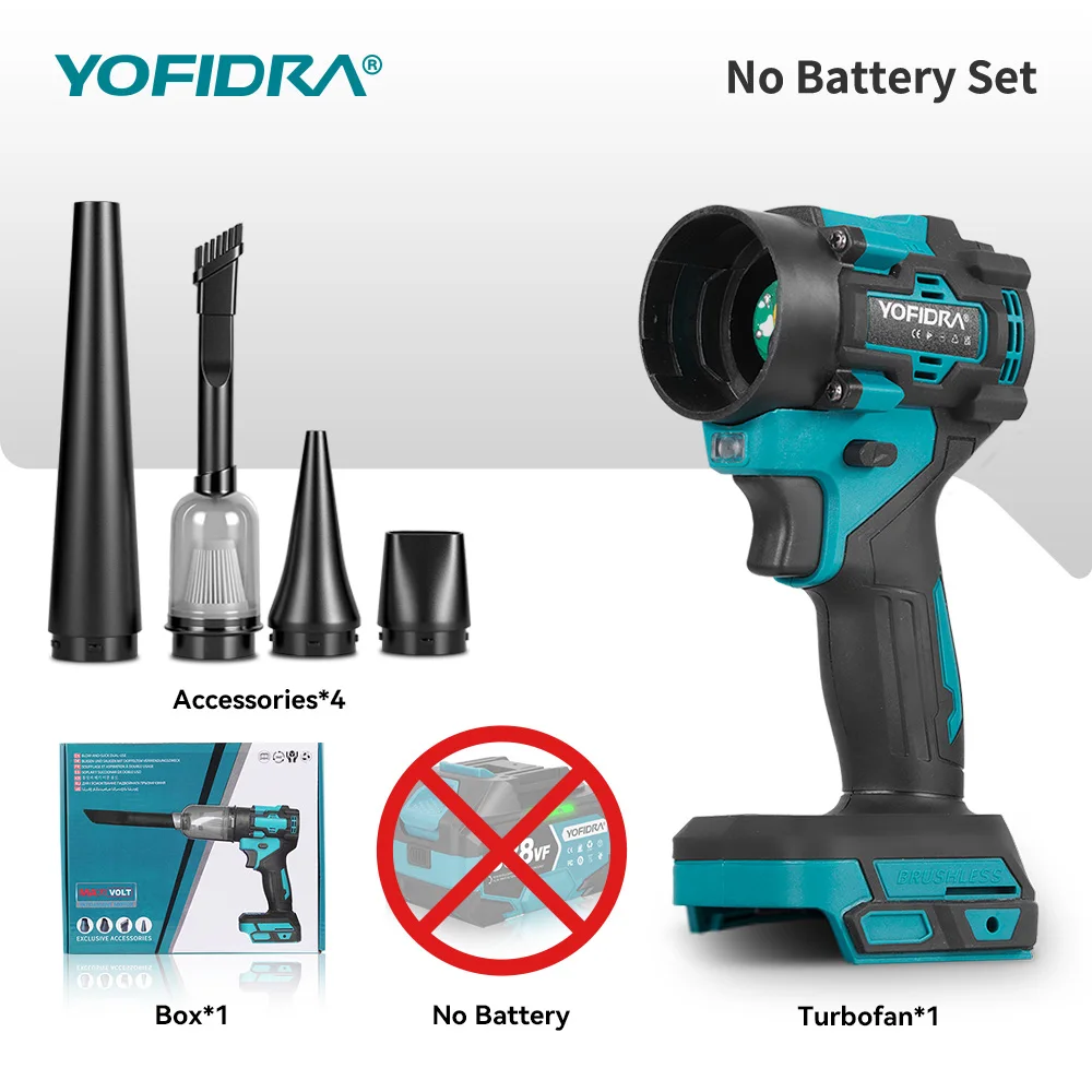 YOFIDRA Borstelloze 2IN1 Elektrische Luchtblazer en Zuigkracht 80000 RPM Turbo Fan Leaf Sneeuwreiniger Tuingereedschap Voor Makita beslag Pin