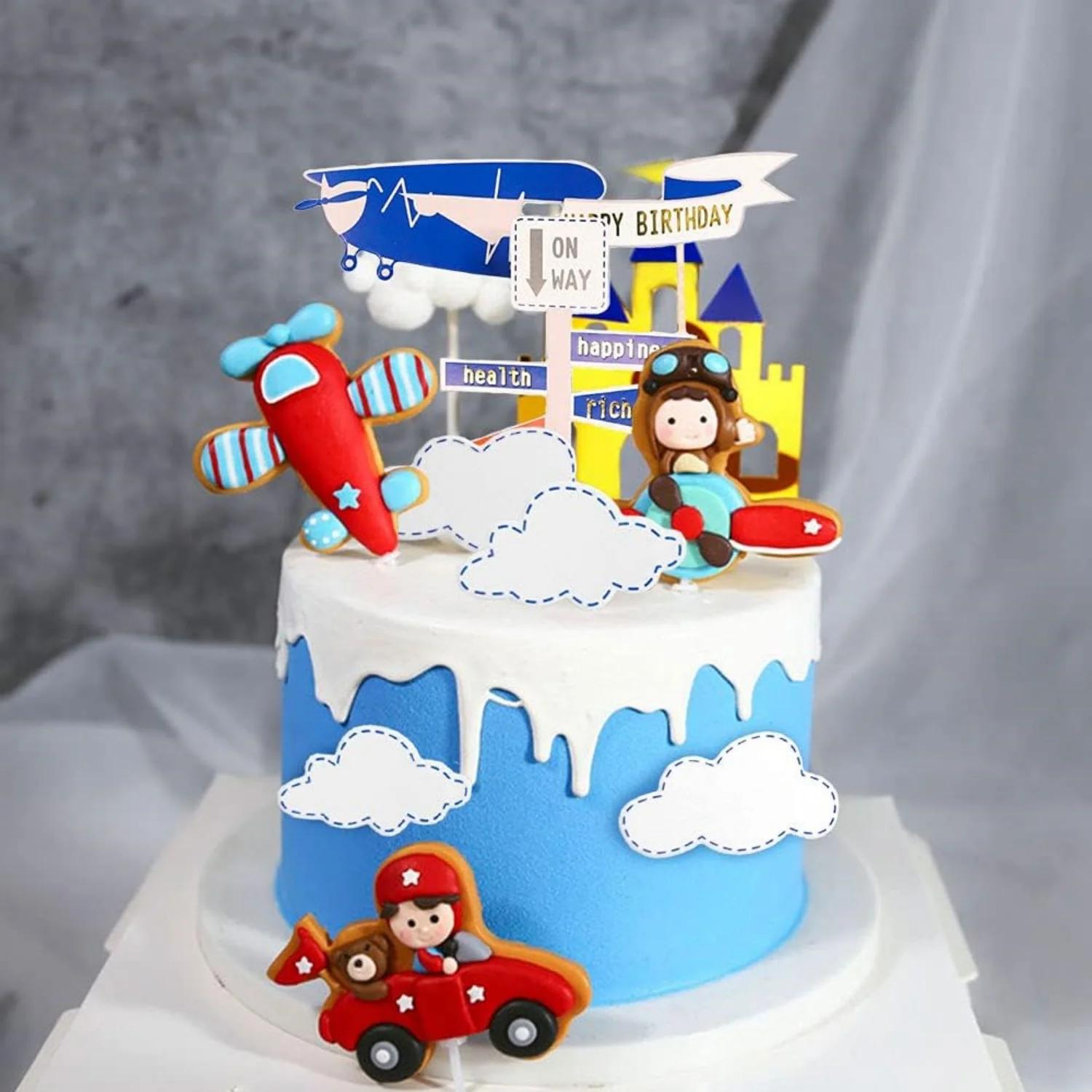 LaVenty Flugzeug-Kuchenaufsatz, Flugzeug-Kuchendekorationen, Flugzeug-Kuchenaufsatz für Zeitfliegen, 1. Geburtstagsdekorationen – Detail 5