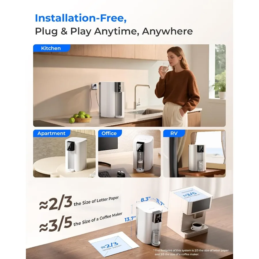 فلتر مياه التناضح العكسي المحمول لسطح المطبخ 6 مراحل NSF/ANSI 58 372 معتمد من مادة BPA يقلل من PFAS باللون الأبيض مع #6