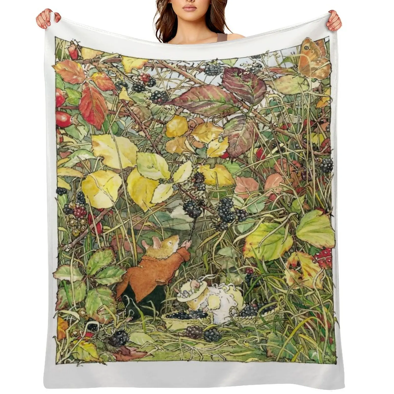 

Blackberry picking Throw Blanket Vintage Multi-Purpose For Baby Shaggy Blankets