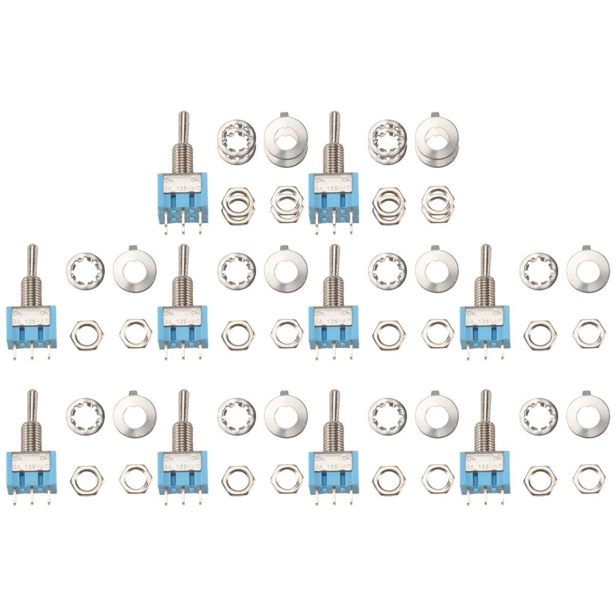ABAN 10Pcs SPDT Mini Toggle Switch 3-Pin 2 Position ON/ON Miniature Toggle Switch 6A 125V AC Toggle Switch -102