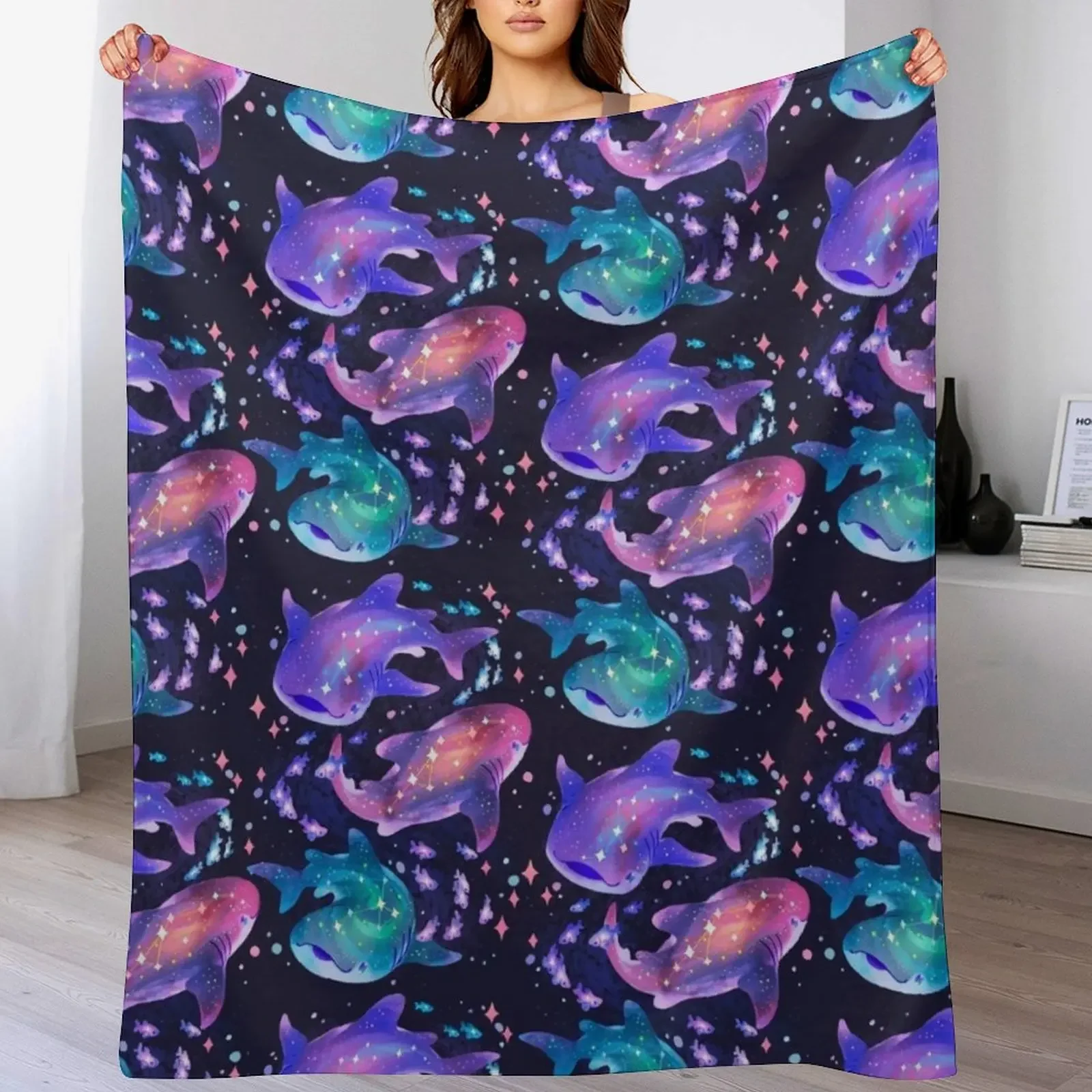 

Cosmic Whale Shark Throw Blanket Thin wednesday Blankets