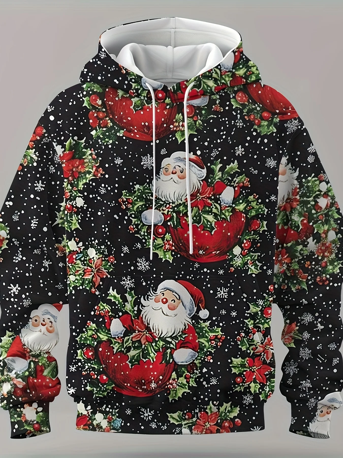 

Funny Printed Santa Claus Men's Hoodies Christmas Theme Family Party Pullovers Sweatshirt Loose Casual New Year Unisex Clothing