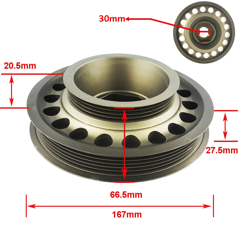 Hypertune - Racing Aluminum LightWeight OEM Size Crankshaft Pulley For 93-01 Honda Prelude H22 VTEC HT-CP012