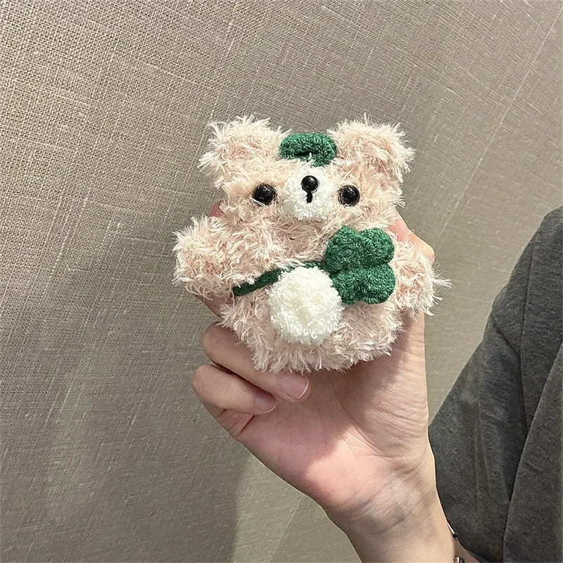 Plush Bear Case for AirPods 4 Airpod 1 2 3 Pro Pro2 Bluetooth Earbuds Charging Box Protective Earphone Case Cover