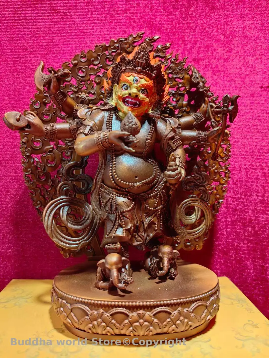 15CM white Shadbhuja Sita Mahakala Gonpo buddha statue high quality buddhist HOME family temple copper color buddha worship