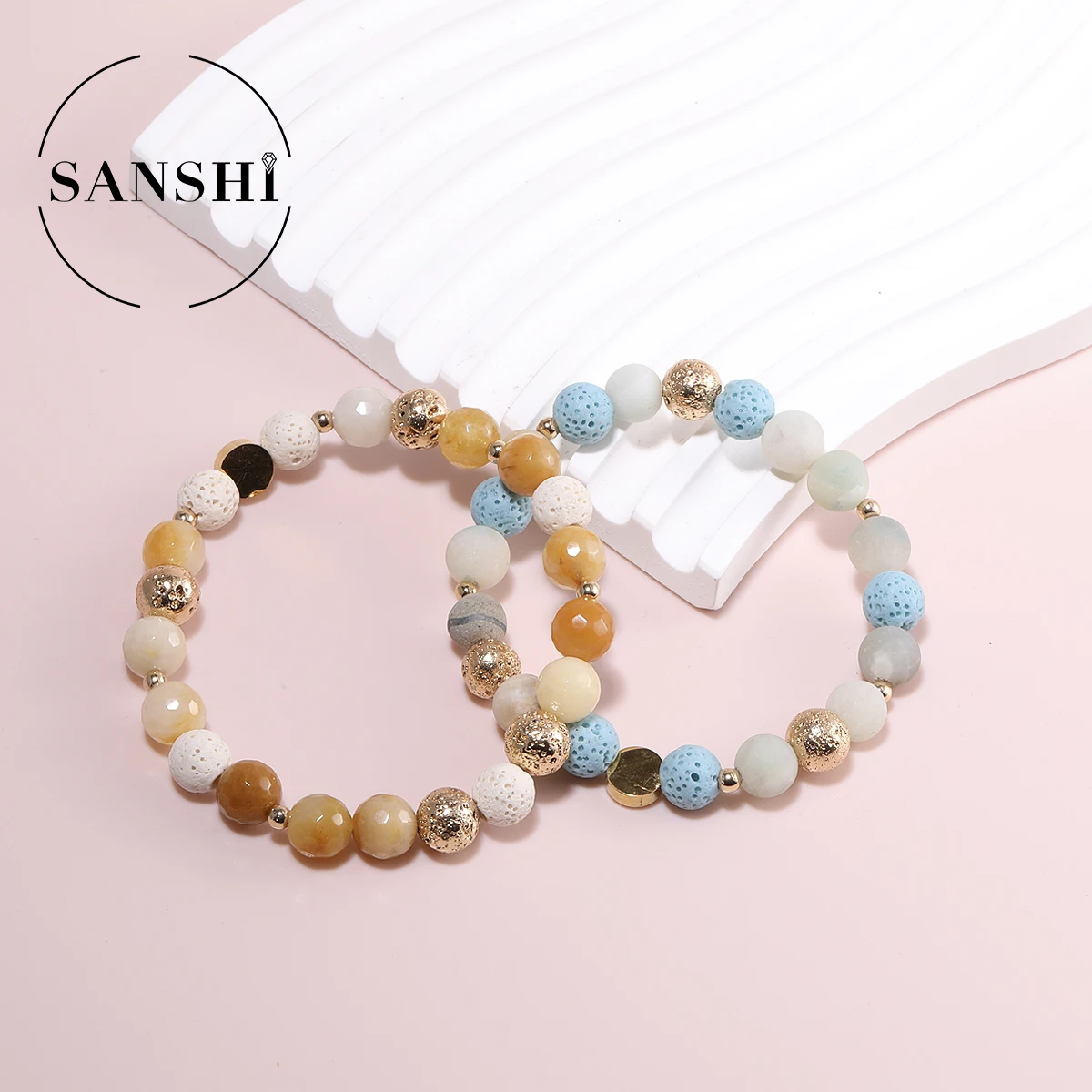 8mm Seven Chakra Natural Colored Volcanic Stone Beaded Bracelet DIY Aromatherapy Essential Oil Diffuser Bracelet Yoga Jewelry