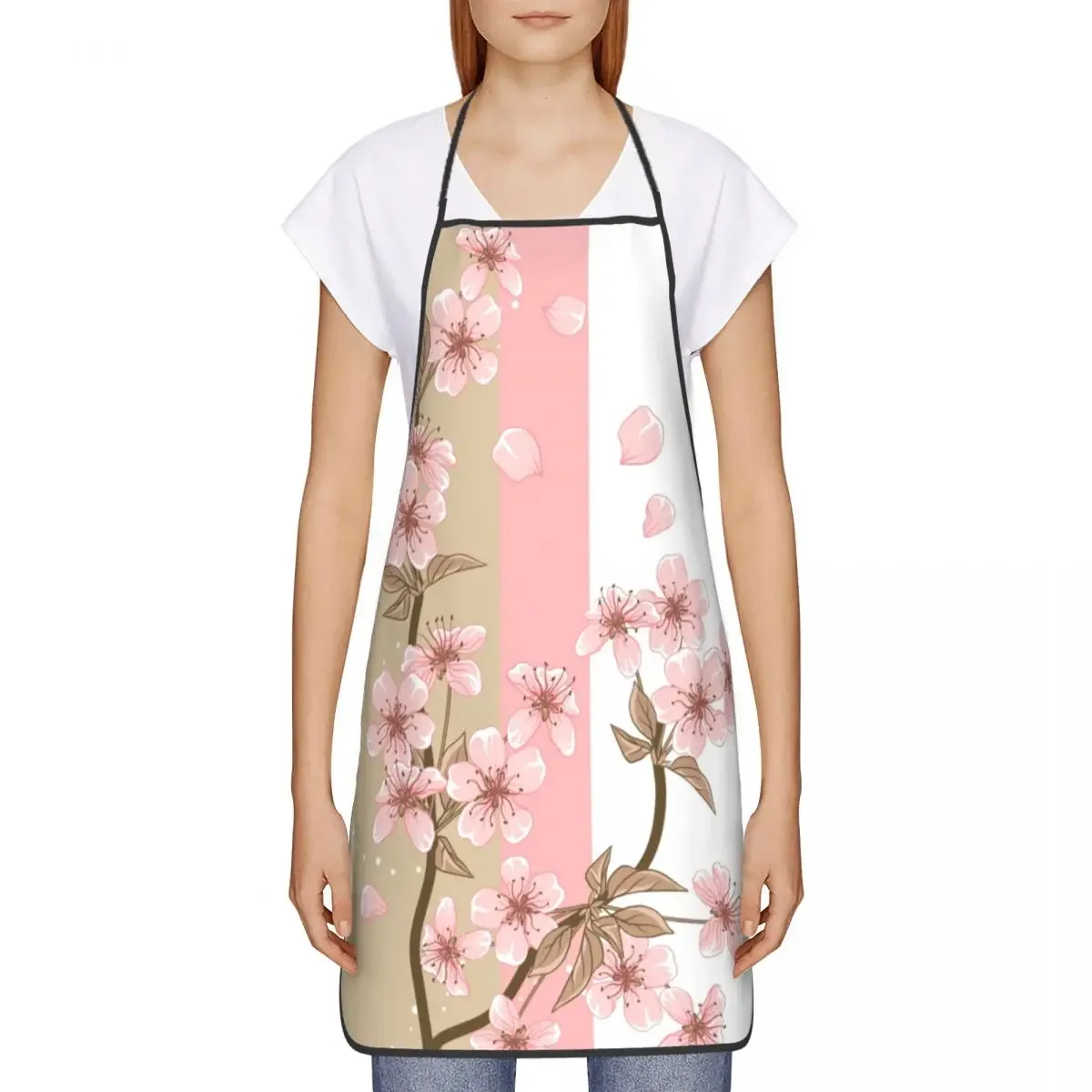 Cherry Blossoms Apron Women Men Unisex Bib Japanese Sakura Floral Kitchen Cooking Tablier Cuisine Chef Painting