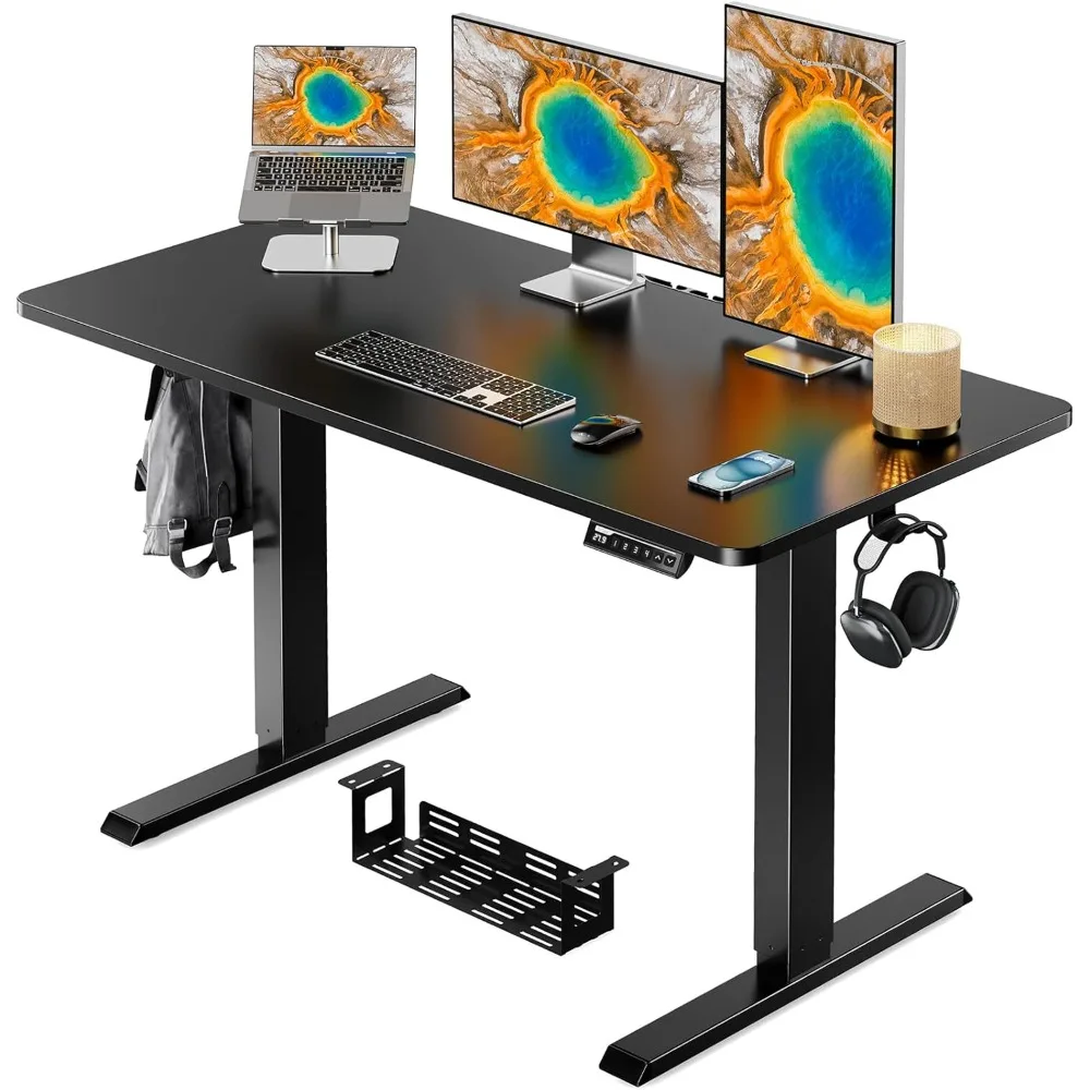 

Whole Piece Standing Desk, Adjustable Stand Up Desk with Cable Management Tray, Electric Computer Workstation for Home Office,