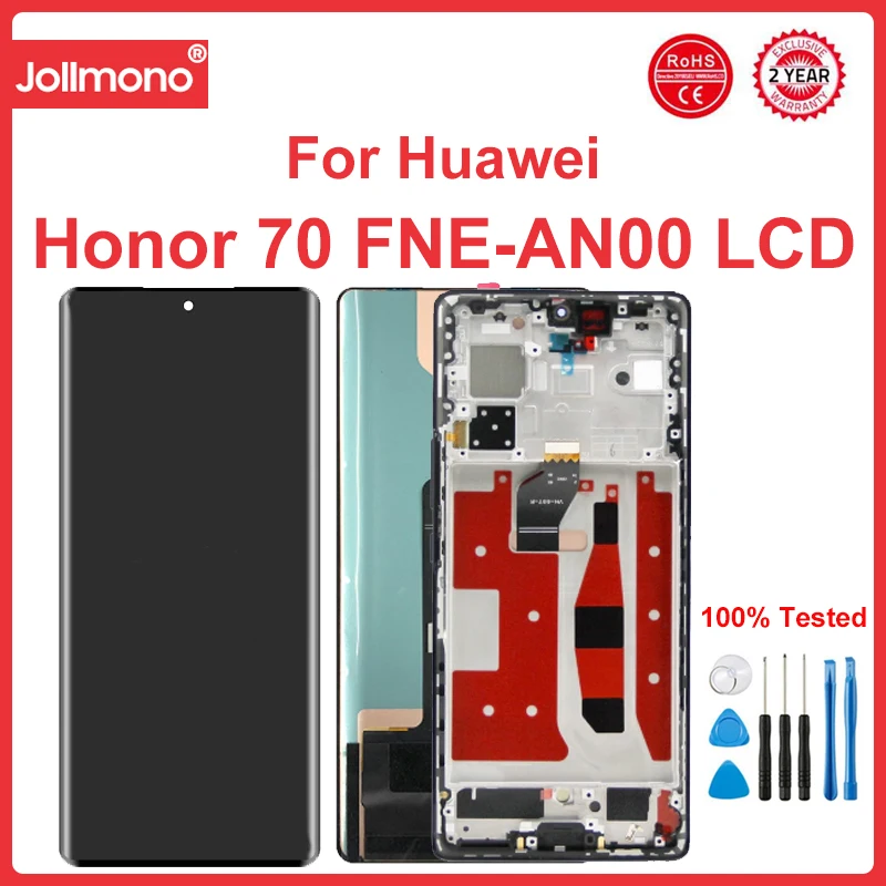 

6.67" For Honor 70 LCD Display Screen Touch Panel Digitizer Assembly For Honor 70 FNE-AN00 FNE-NX9 Screen with Frame