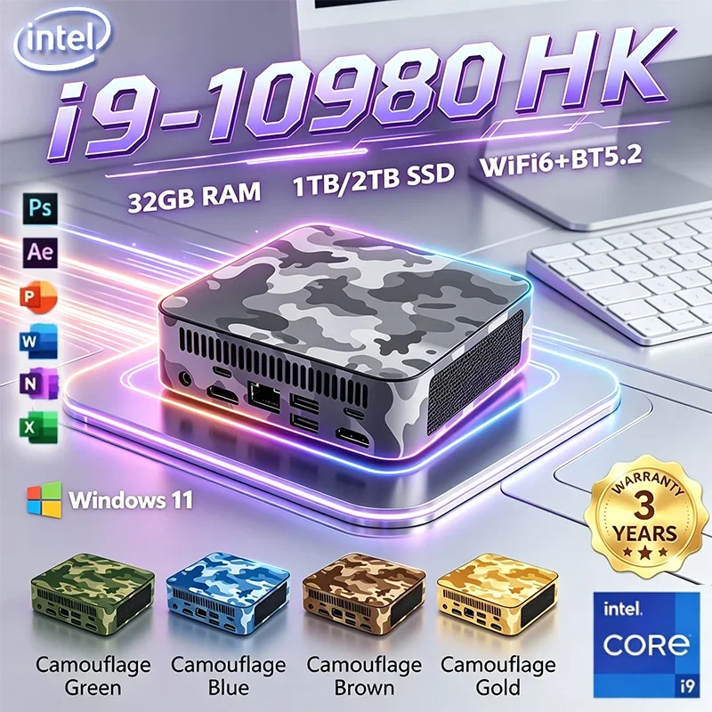 2026 High Performance Mini PC Intel Core i9-10980HK 16GB RAM 1TB 2TB SSD WiFi6 Portable Gaming Computer Office PC Desktop
