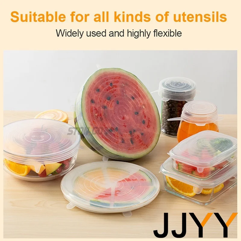 Reusable Silicone Stretch Lids Universal Food Covers Round Square Kitchen Pot Pan Lid Cooking Accessories