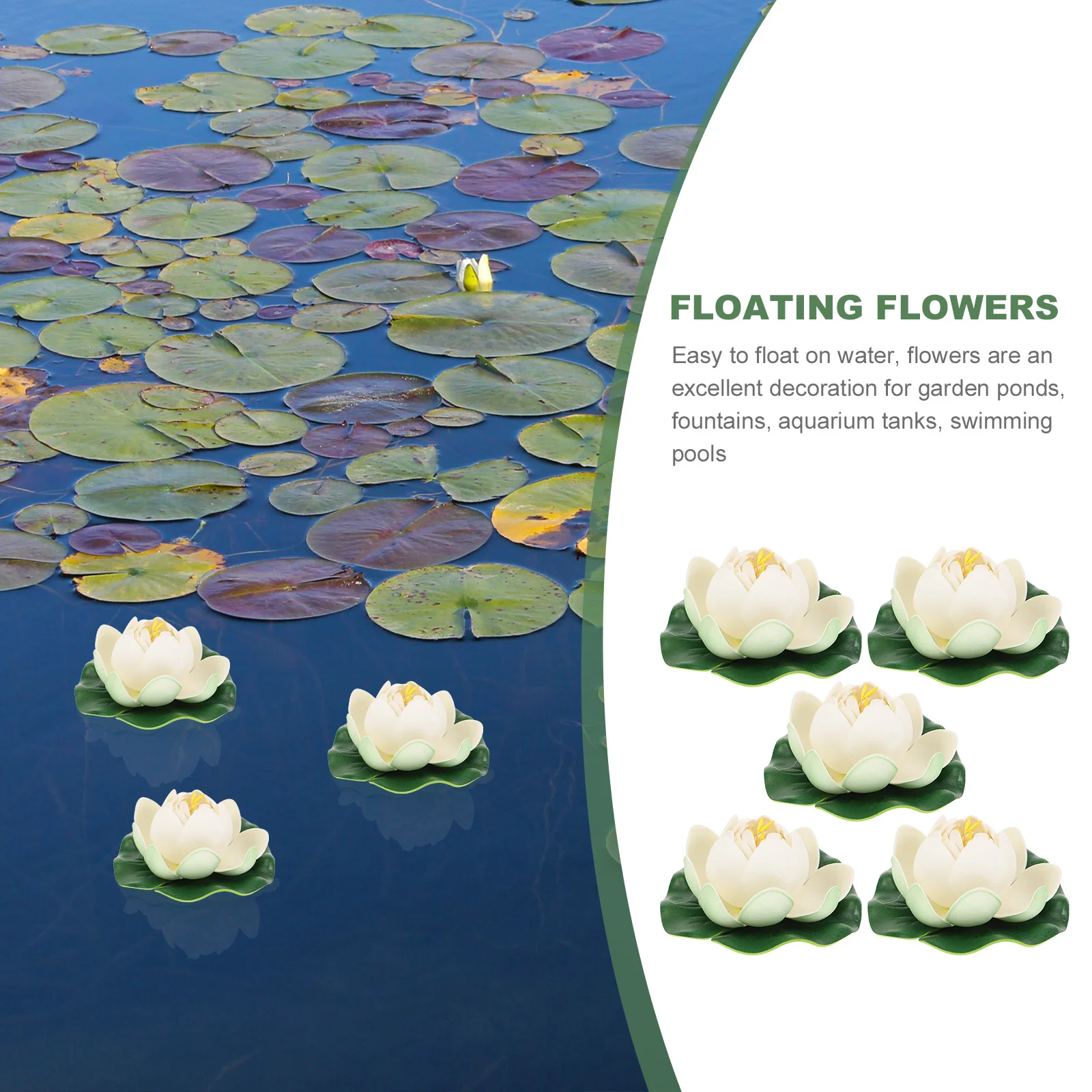 

5Pcs Simulated Lotus Flower Decor Artificial Floating Lotus Decoration for Garden Pond Aquarium Home Decor Natural Foam Flowers