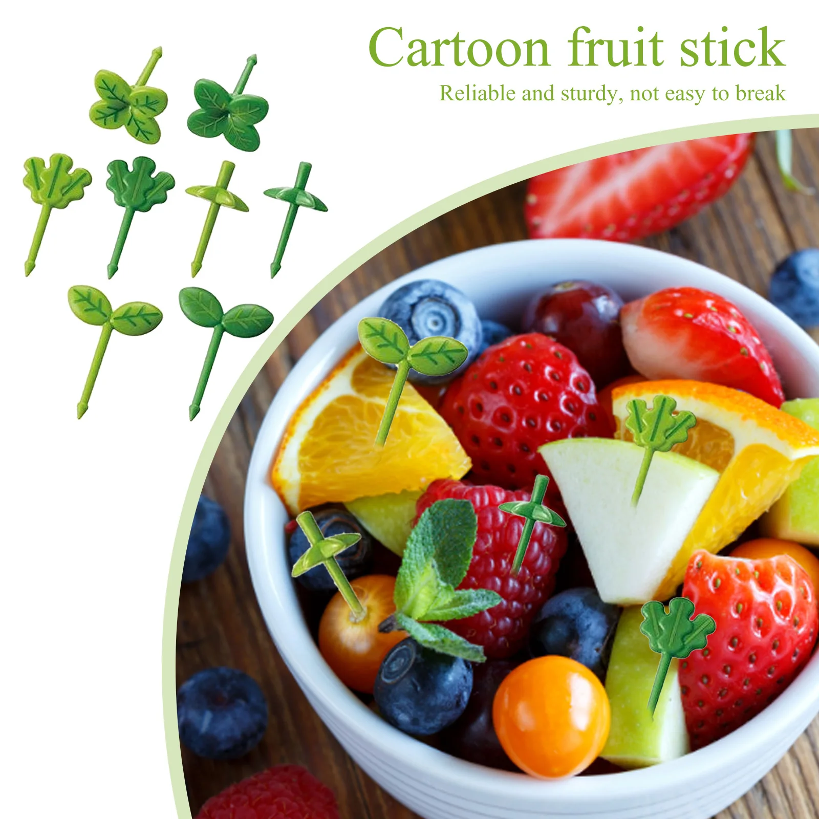 Forks Pick Cartoon Fruit Stick Lunch Accessories 8 Pack Plastic Sticks Home Party Decor Leaf Shapes for Kids for Sandwich Salad