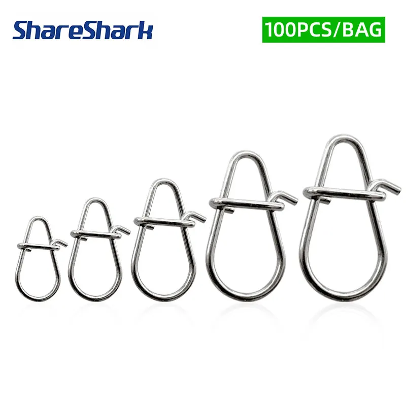 ShareShark 100 Stück Angelhaken-Schnappverschluss 304 Edelstahl Rollwirbel Köderverbinder Angelzubehör