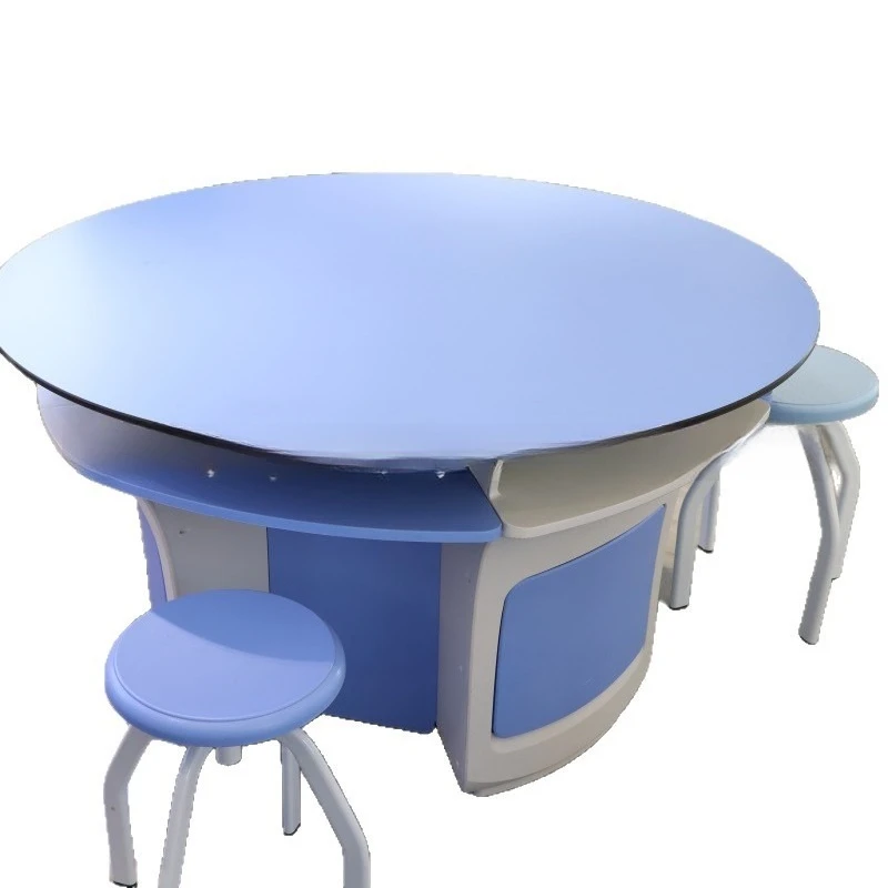 Circular aluminum-plastic smooth garden table, student demonstration stand in physical chemistry and biological science