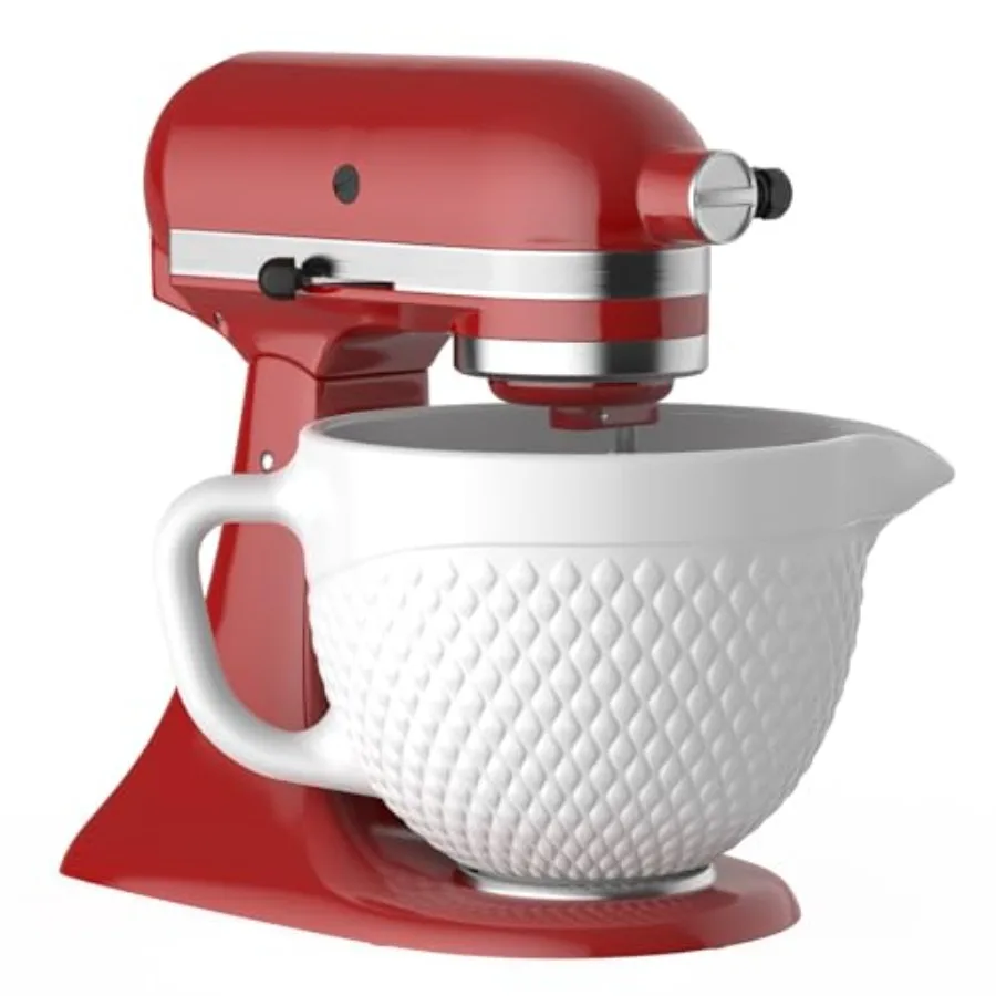 

GVODE Ceramic Mixer Attachment Fit 4.5-5Q Tilt-Head Models 5Qt Ceramic Bowl for Mixers Vintage Pineapple Design Microwave and