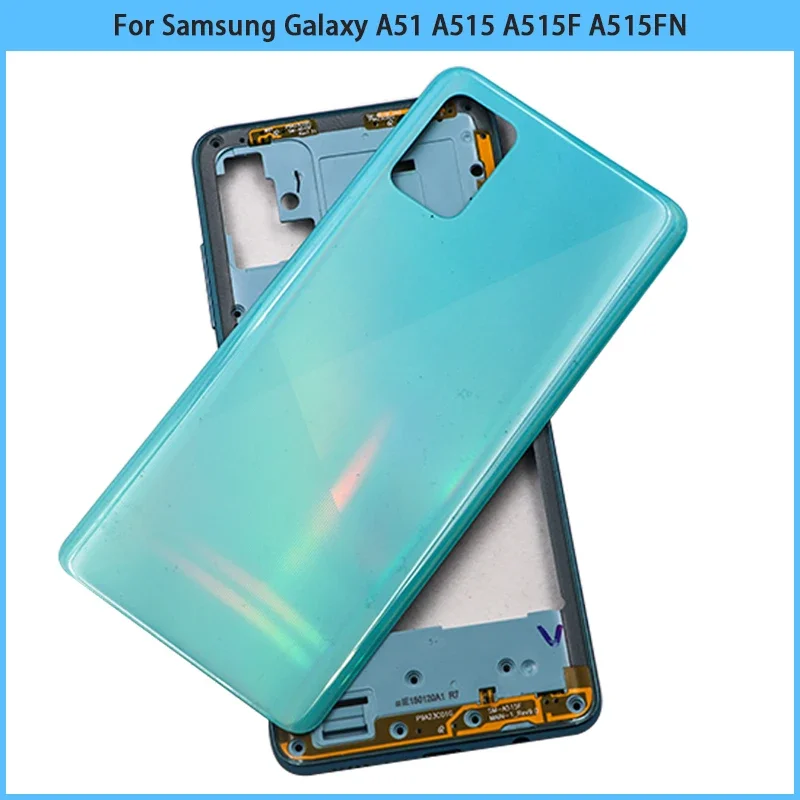 For Samsung Galaxy A51 A515 A515F A515FN Battery Back Cover A51 Plastic Housing Case Middle Frame Chassis Volume Side Key Replac