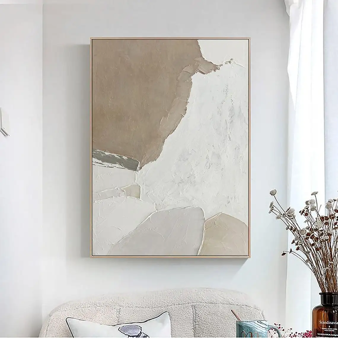 Hand Painted Abstract Painting On Canvas Minimalist Painting 3D Texture Modern Art Large Wall Art Wabi Sabi Home Decor Beige Art