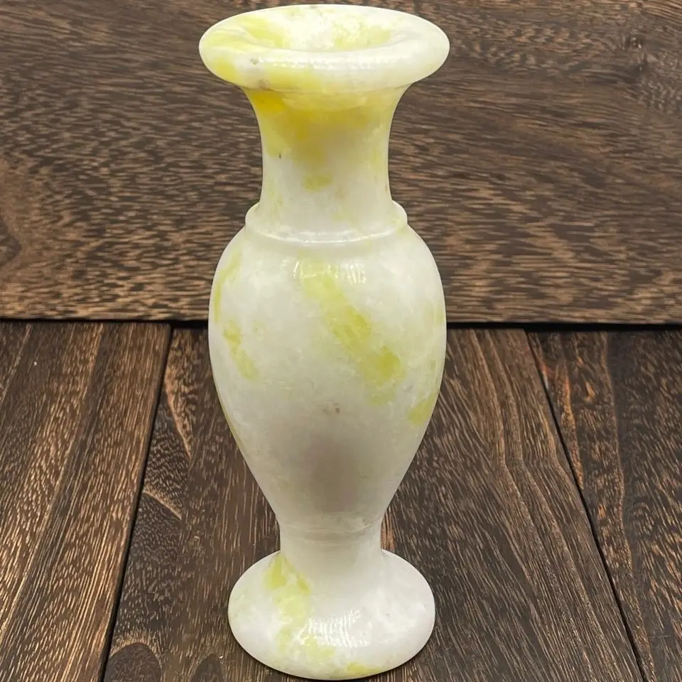 Antique Style Lantian Jade Vase Carved Raw Stone Ornament Classical Home Decor